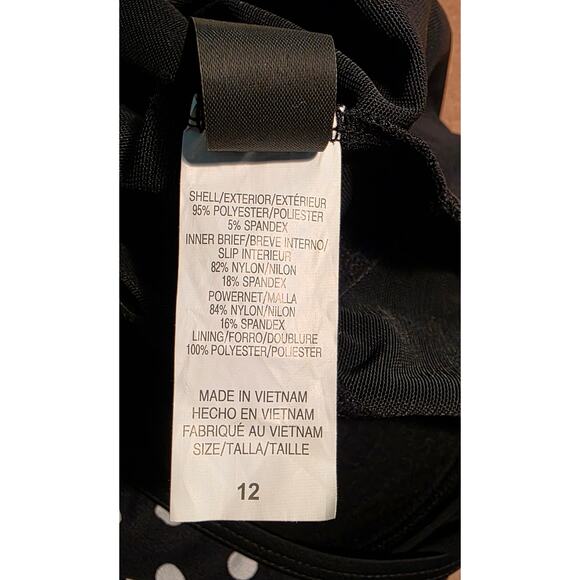 Inches Away Women's‎ One Piece Swimsuit Size 12 Polka Dots Black - Picture 6 of 7